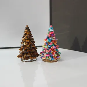 Natural crystal gemstone Christmas tree ornament desktop car decor gift crystal tree figurine
