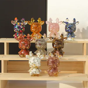 Kristall Harz Mini Hirsch Figur Büro Deko Ornament süßes Tier Kristallstein Skulptur