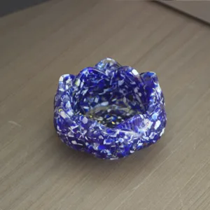 Blue crystal resin lotus bowl ornament for home and office desktop decor resin crafts.