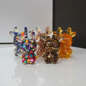 Naturkristall Splitter Epoxidharz Mini Hirsch Figur Büro Desktop Heim Dekoratives Ornament Tier Handwerk Geschenk