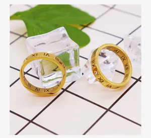 Stainless steel 18k gold Roman numeral ring minimalist fashion finger jewelry accessory