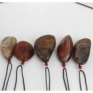 Natural banded agate rough stone carved pendant necklace wholesale vintage jewelry