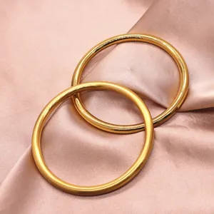 Solid brass gold-plated plain bangles, elegant matte and glossy finish heritage jewelry design.