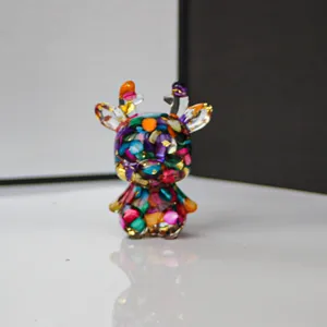 Mini Kristall Harz Hirsch Figur, bunte Edelstein Elch Ornament für Schreibtisch Dekoration.