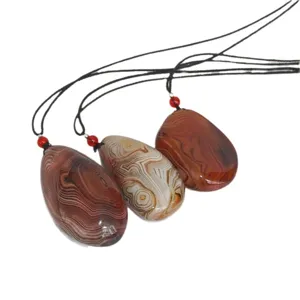 Natural banded agate pendant raw stone vintage jade necklace for women and men jewelry