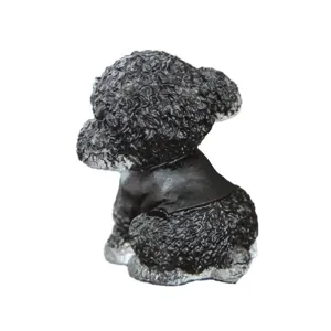 Schwarze Pudel Kunstharz Figur niedlicher Welpe Skulptur Büro Tisch Dekoration Geschenk