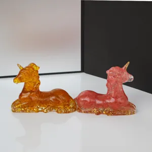 Handgemachte Harz Einhorn Kristall Ornament Modern Minimalistisch Tier Figur Heim Büro Tisch Dekoration Edelstein Handwerk