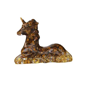 Handgefertigte Harz Kristall Einhorn Figur, Epoxid Edelstein Tier Statue Heimdekor.