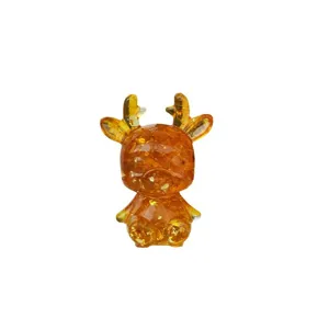 Mini Kristall Harz Hirsch Figur Bernstein Farbe süßer Elk Desktop Büro Dekoration Ornament