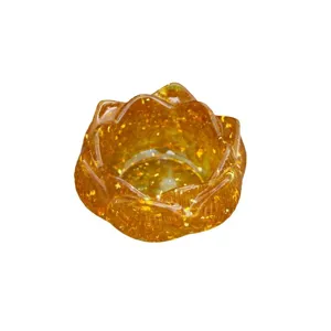 Amber crystal gravel lotus treasure bowl resin craft ornament for home and office decor.