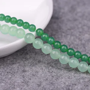 Natural green aventurine gemstone round beads strands for DIY handmade jewelry making supplies.