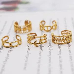 Minimalist Stainless Steel Open Ring Set Bohemian Geometric Hollow Finger Rings Fashion Jewelry Gift For Women Men