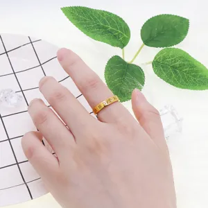 Stainless steel 18k gold ring with Roman numerals and dazzling zircon for women fashion.