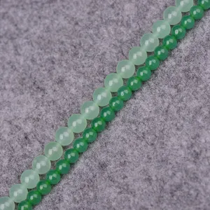 Natural green aventurine gemstone loose beads round semi-finished DIY jewelry supplies