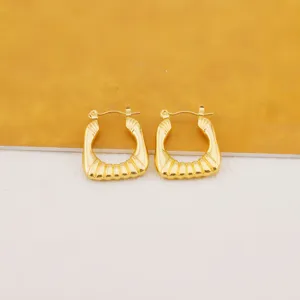Elegant 18k gold plated stainless steel geometric hoop earrings for women fashion chic.