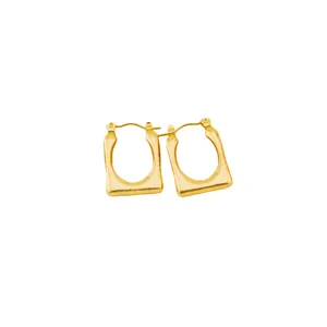 18k gold plated stainless steel geometric square hoop earrings for women fashion luxury style