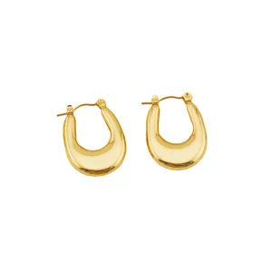 Chic orecchini a cerchio spessi placcati in oro a forma di U, gioielli minimalisti alla moda.