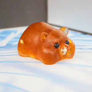 Amber resin cute pig ornament crystal gravel craft car home desktop decoration item