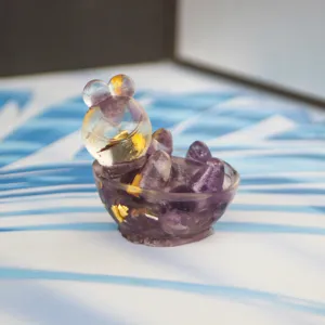 Cute resin crystal animal ornament desktop decor healing purple crystal stone mini figurine