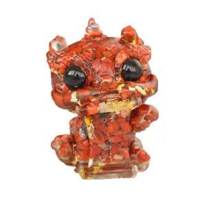 Red Crystal Resin Cartoon Pixiu Ornament Cute Desktop Decor Car Interior Feng Shui Figurine