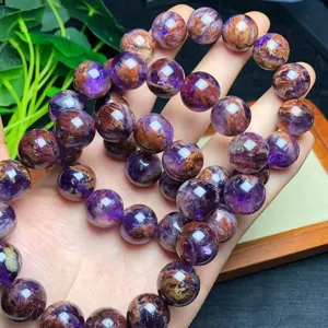 Natural Purple Phantom Crystal Beaded Bracelet Original Design Healing Gemstone Energy Jewelry Gift For Women