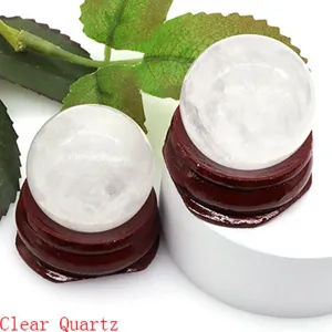 Natural clear quartz crystal sphere healing stone gemstone ball for home decor and DIY jewelry.