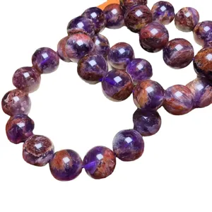 Natural purple super seven quartz crystal bead stretch bracelet gemstone jewelry for women