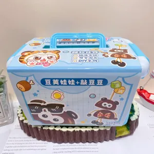 Set de juego creativo de golpear frijoles DIY con pegatinas bonitas y caja portátil.