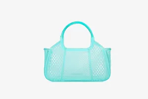 Summer transparent PVC jelly handbag diamond mesh lightweight commuter tote bag stylish design