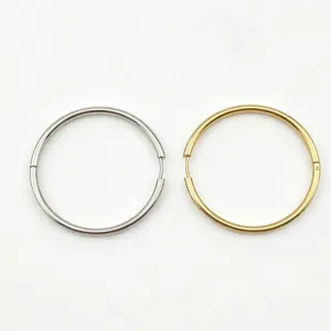 Stainless steel hoop earrings with secure clasp closure, displayed in silver and gold.