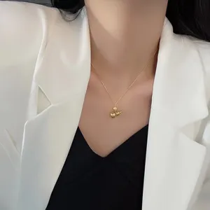 Gold tone gourd pendant necklace minimalist clavicle chain elegant jewelry for women