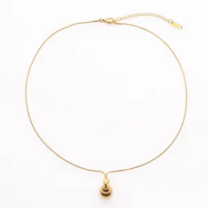 Gold stainless steel gourd pendant necklace retro Chinese style jewelry accessory main image
