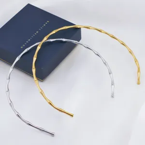 Stainless Steel Open Bamboo Chain Collar Necklace Minimalist Geometric Choker Fashion Jewelry Gift