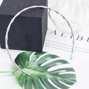 Stainless Steel Bamboo Node Choker Necklace Fashion Open Neck Chain Jewelry Wholesale
