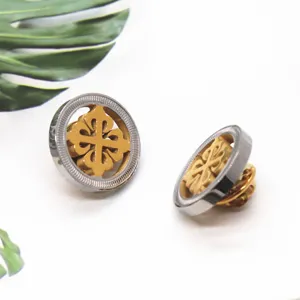 Men's French Stainless Steel Cufflinks Two-Tone Hollow Cross Design Business Suit Shirt Cuff Links Accessories Jewelry