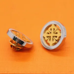 Stainless steel French cufflinks for men, luxury two-color shirt suit accessories jewelry.