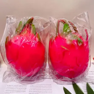 Detailed view of the extra large dragon fruit squeeze toy, soft and slow rising stress relief item.