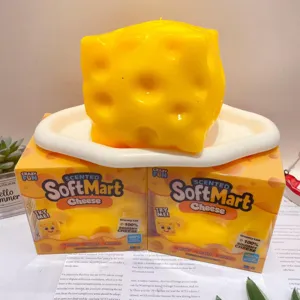 Cute cheese squishy toy for stress relief, fun sensory decompression toy for kids.