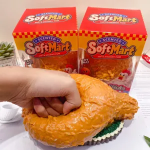 Giant fried chicken squishy toy detail showing soft slow-rising texture and funny stress relief design.