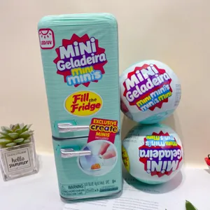 Mini fridge blind box toy set cute miniature fridge toy ball with UV glue for kids play