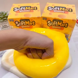 Cute cheese squeeze toy for stress relief, soft fun sensory toy for kids and adults.