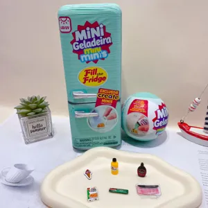 Creative mini fridge blind box toy set cute miniature toy ball with tiny food accessories.