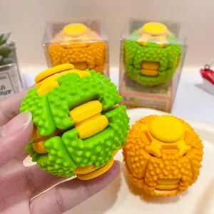 Creative durian shape stress relief spinning toy, fun push fidget sensory decompression ball.