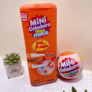 Creative mini fridge blind box toy set with cute miniature accessories for kids play.