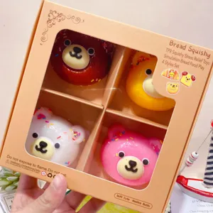 Lindo juguete antiestrés pan oso squishy conjunto dibujos animados lindo descompresión