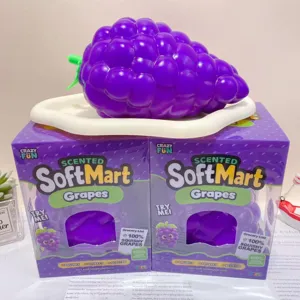 Cute purple grape squeeze toy with cheese base, sensory decompression toy for kids and adults.