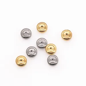 Partes traseras de pendientes redondos de acero inoxidable de 8 mm pulidos con goma.