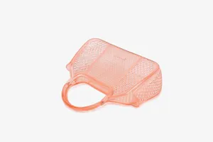 Transparent PVC jelly handbag detail featuring a grid mesh design for summer daily use.