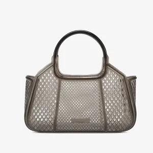 Summer Transparent PVC Handbag Hollow Out Quilted Tote Bag Fashion Casual Jelly Bag Clear Top Handle Bag For Women