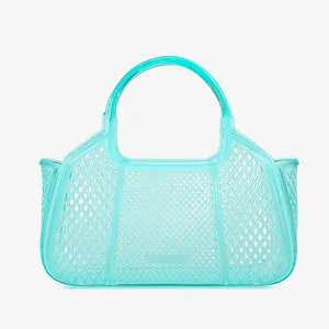 Transparent PVC jelly tote bag summer mesh handbag casual beach shopper purse for women